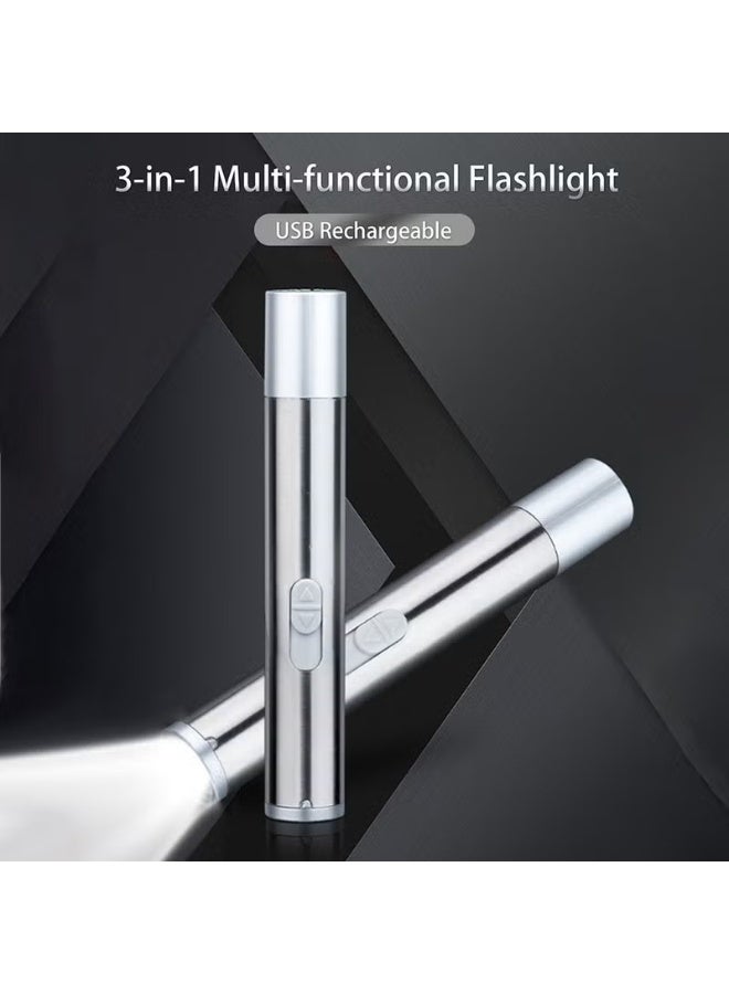 Led Flashlight Mini Portable Torch Lamp Silver 11.50*1.50*1.50cm - Image 4