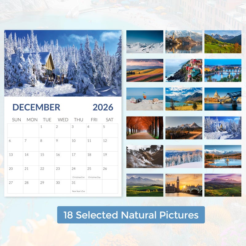 KONVINIT Small Desk Calendar 2026, 18 Months Desk Calendar 2026-2027 - Runs from January 2026 Until June 2027, Standing Flip Desktop Calendar 2026-5.9" x 8.9", A5 2026 Calendar with Dual Coil for Home & Office Supplies, Natural Seasons - Image 2