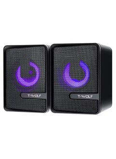 T-WOLF Stereo Sound And RGB Lights Powerful Gaming Speakers For PC Monitor Laptop  - Image 1