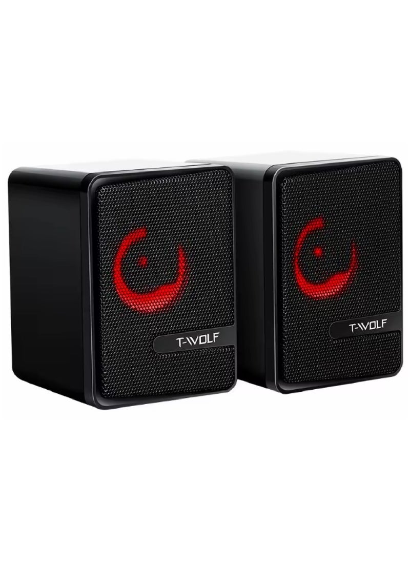 T-WOLF - صوت ستيريو وأضواء RGB مكبرات صوت قوية للألعاب لشاشة الكمبيوتر المحمول - Image 1