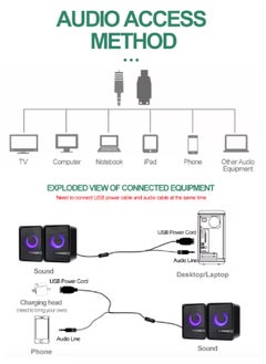 T-WOLF Stereo Sound And RGB Lights Powerful Gaming Speakers For PC Monitor Laptop  - Image 3
