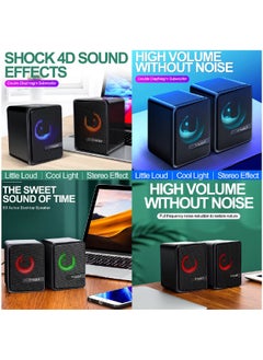 T-WOLF Stereo Sound And RGB Lights Powerful Gaming Speakers For PC Monitor Laptop  - Image 4