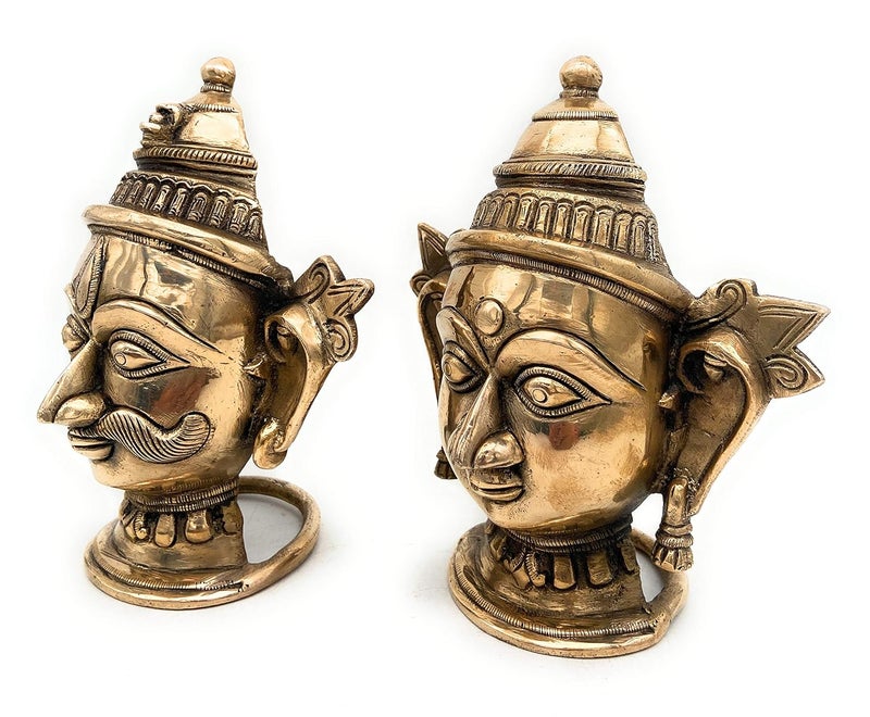 Bhunes Brass Shiva and Gowri Face Shivaparwathi Face Lord Shiva Face Gowri Head Shiva Brass Shankar Murti for Gift Shiva Brass StatueGold 7 Inch 1 Piece - Image 2