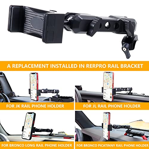 RERPRO Dash Mount Phone Holder Compatible with 20122023 Jeep Wrangler JK JL Gladiator JT 2021 2022 2023 2024 2025 New Ford Bronco 24 Door ONLY Phone Part Which Mounts on All Picatinny Rail - Image 3
