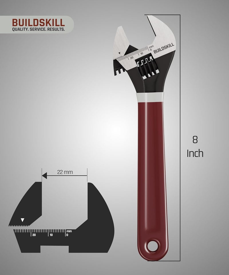 BUILDSKILL BUILDSKILL 8 200mm Adjustable wrench Rust proof Phosphate coating Professional home use plumbing tools Comfortable Double sleeve Adjustable spanner with lasered scale 6 months warranty  - Image 3