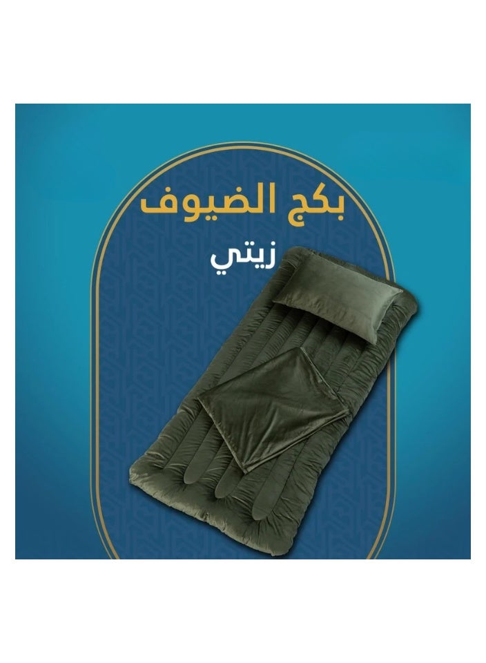 SMART HOME The 4-in-1 guest package consists of a mattress, a light blanket, a pillow, and an elegant bag. A soft velvet package made of high-quality materials. A single-person natural cotton mattress measuring 200x90 x10 cm.  - Image 2