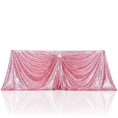 PartyDelight Sequin Tablecloth Fuchsia Pink 90x132 Table Cloth for Wedding Dinning Table Rectangular