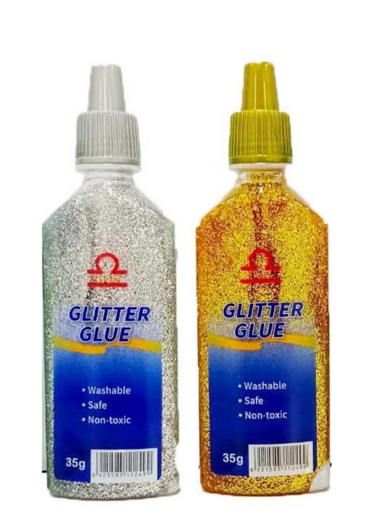 Libra Glitter Glue Bottle Silver/Yellow 35g (Pack of 2) - Image 1
