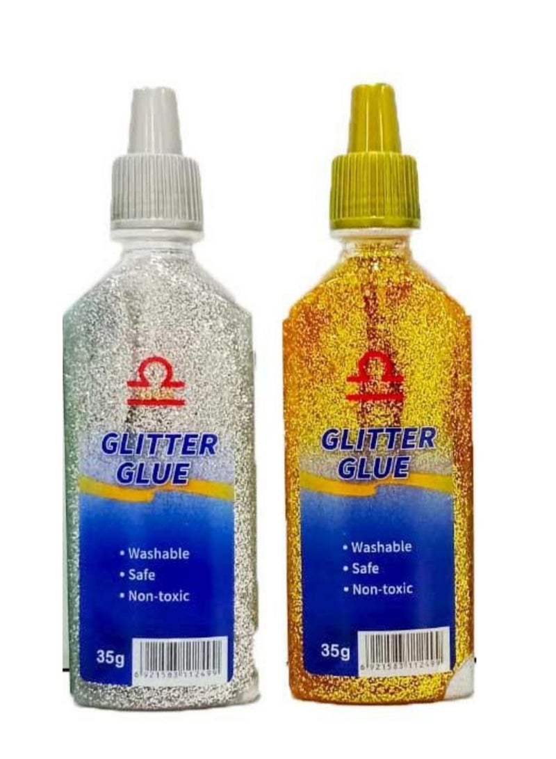 Libra Glitter Glue Bottle Silver/Yellow 35g (Pack of 2) - Image 2