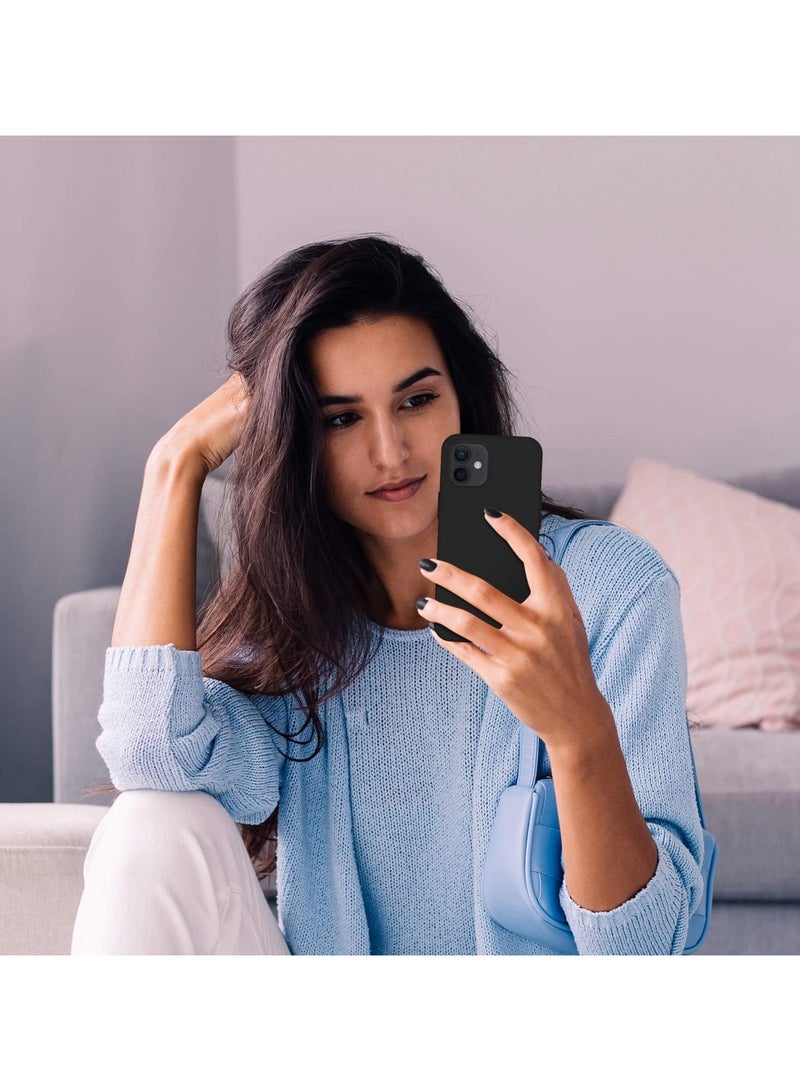 متوافق مع جراب iPhone 11 مقاس 6.1 بوصة من السيليكون السائل النحيف 4 طبقات من مطاط الجل الناعم المقاوم للصدمات مع بطانة من الألياف الدقيقة المضادة للخدش (أسود) - Image 2