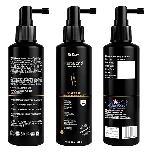 Le Dore Kerabond Hair & Scalp Mist | Hair Perfume & Frizz Control | With Keratin, Aquaxyl & Sodium Hyaluronate | SPF 30 UV & Heat Protection | Lightweight & Non-Greasy | For All Hair Types | 100ml - Image 2