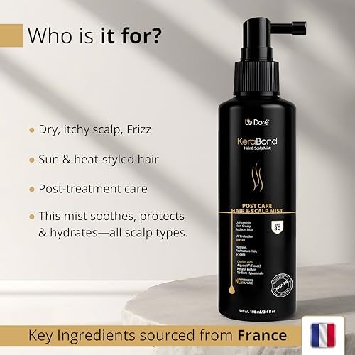 Le Dore Kerabond Hair & Scalp Mist | Hair Perfume & Frizz Control | With Keratin, Aquaxyl & Sodium Hyaluronate | SPF 30 UV & Heat Protection | Lightweight & Non-Greasy | For All Hair Types | 100ml - Image 4