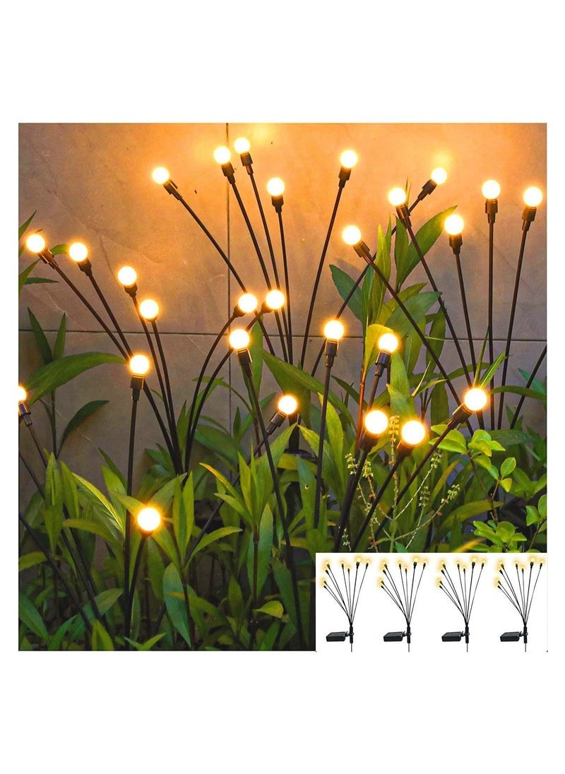 8LED Solar Garden Lights Swaying Light, Sway by Wind, Outdoor, Yard Patio Pathway Decoration, Solar Powered Firefly Lights Outdoor Waterproof, Warm White(4 Pack)