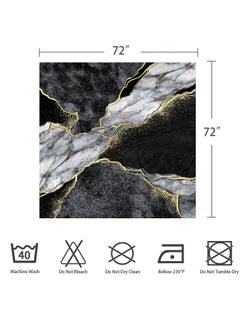 KASTWAVE Marble Shower Curtain with 12 Hooks, Waterproof Polyester Abstract Grey Black and White Design for Bathroom Decor Weighted Hem Easy Care 72"x72" (Black)  - Image 3