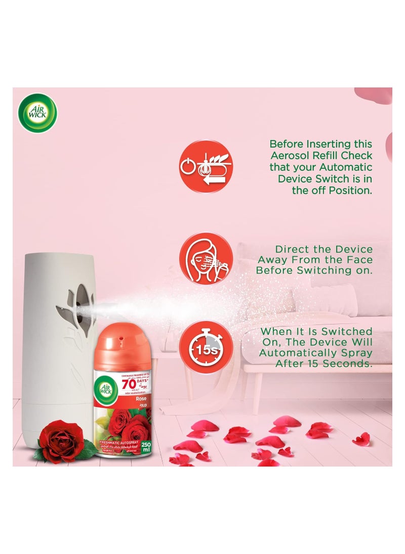 Air Wick - Freshmatic Refill Autospray Rose Fragrance 250ml Pack of 3 - Image 1