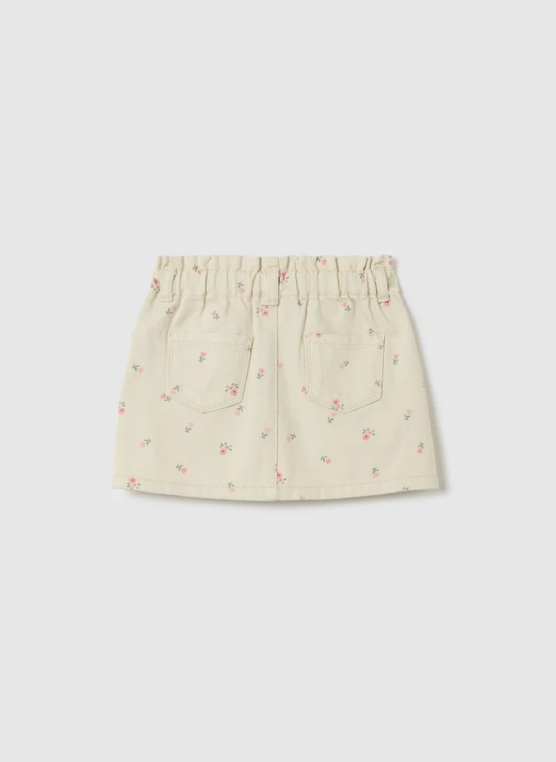 او في اس Drill Miniskirt With Small Flowers Print