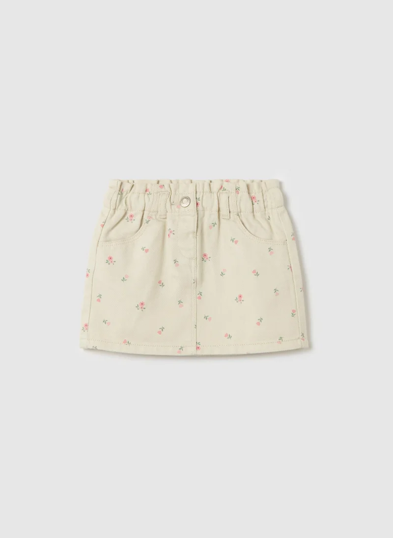 او في اس Drill Miniskirt With Small Flowers Print