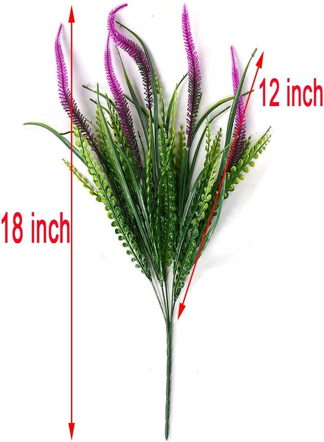 CLONG 8pcs Artificial Flowers for Outdoor Plants Faux Plastic Plant Fake Flower UV Resistant Plants (Purple) - Image 3
