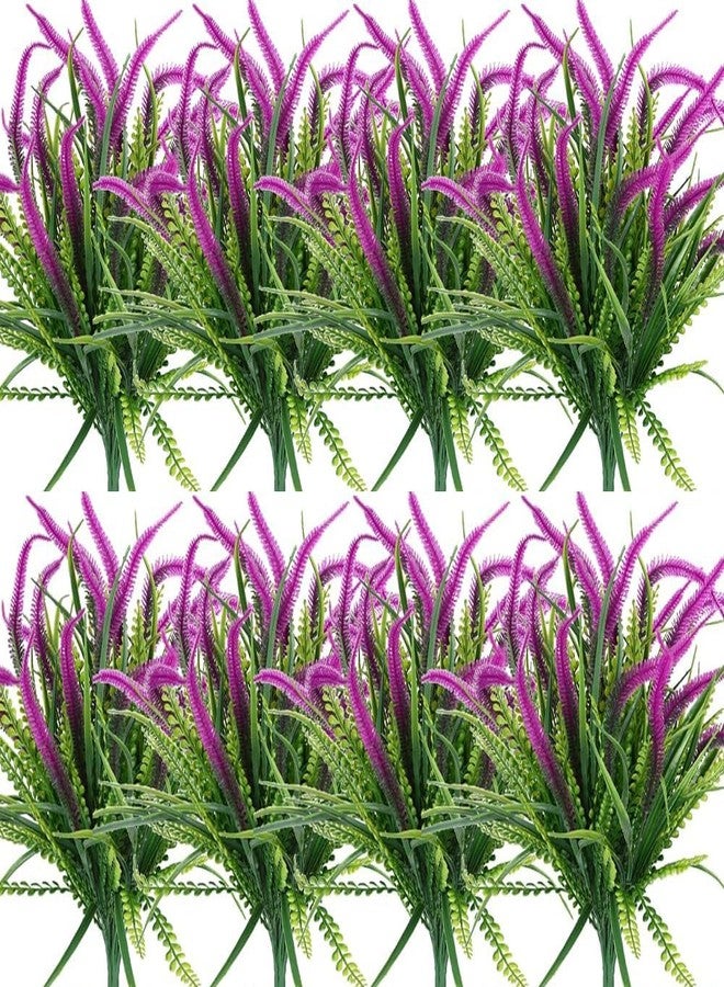 CLONG 8pcs Artificial Flowers for Outdoor Plants Faux Plastic Plant Fake Flower UV Resistant Plants (Purple) - Image 1