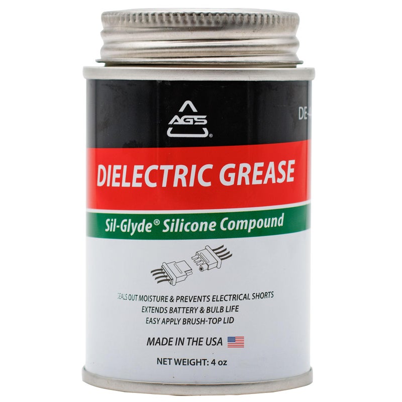 AGS Automotive Solutions Brush Top Can Dielectric Silicone Grease Compound for All Electrical Components and Connectors 4oz Percise and Easy Application Made in USA