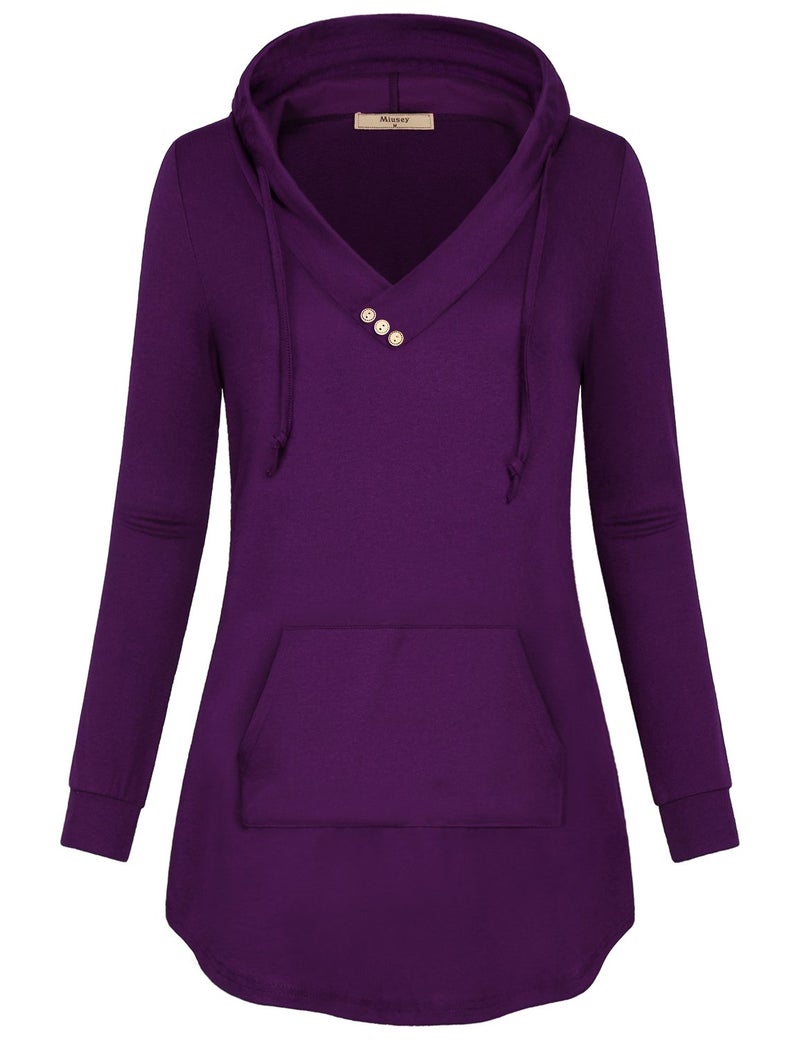 Flowy Tops for Women Long SleeveMiusey Ladies Sports Apparel Loose Fitted Trapeze Spandex Round Bottom Stretchable Chic Modest Running Tunic Pullover Pop Workout Athleisure Top Junior Outfit Purple L