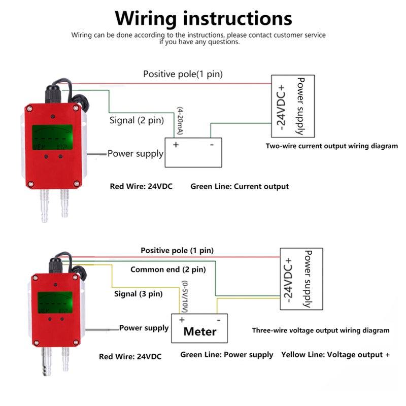 LCD Intelligent Digital Air Transmitter Air Pressure Sensor DC 24V 4-20mA for Ward Ventilation±500Pa - Image 4