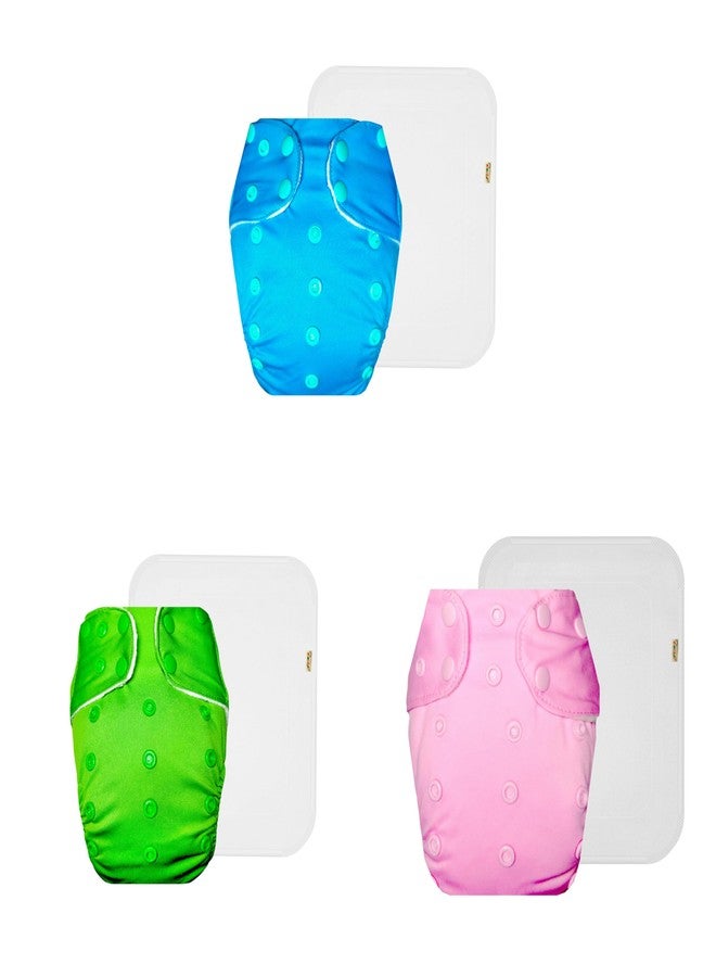 Dumbledo Premium Cloth Diaper with Cotton Insert (Pack of 3) | Dry Feel and Comfortable | Leakproof | Quick Dry | All-Day Wear | 3 Months - 3 Years | Unisex Baby