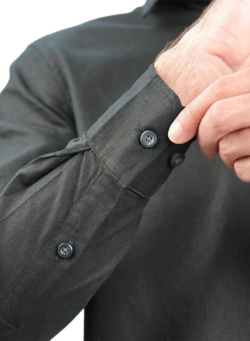 GIORDANO  Men's Slim Linen Cotton Solid Shirt for Men | Best Price UAE