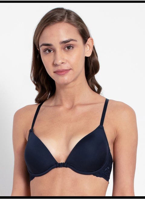 Jockey 1815 Women's Under-Wired Padded Soft Touch Microfiber Nylon Elastane Stretch Full Coverage Lace Back Styling T-Shirt Bra with Adjustable Straps