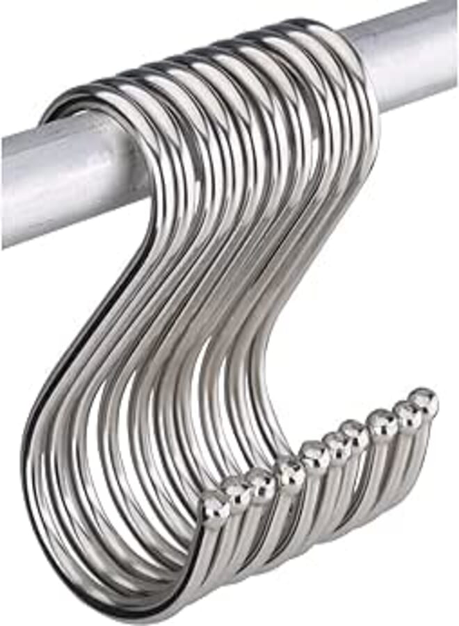 BANSHAN S Hooks, 9cm Large S Shaped Hooks Stainless Steel Metal S Hook for Hanging at Kitchen Bathroom Bedroom Living Room and Office (10 Pcs)