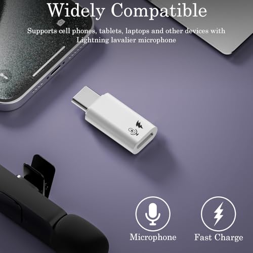 AuviPal USB C to Lightning Microphone Adapter (2 Pack), USB C Male to Lightning Female Converter for Wireless Lavalier Microphone - White, Aluminum Alloy - Not for Headphone or Data - Image 4