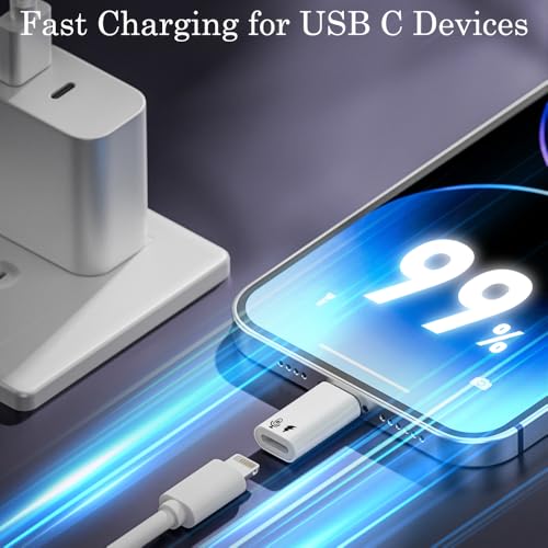 AuviPal USB C to Lightning Microphone Adapter (2 Pack), USB C Male to Lightning Female Converter for Wireless Lavalier Microphone - White, Aluminum Alloy - Not for Headphone or Data - Image 3