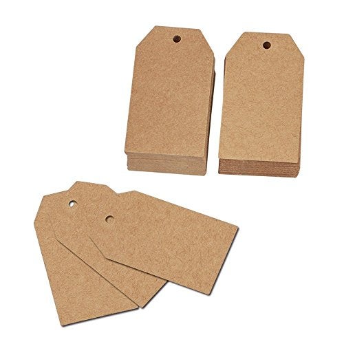 KINGLAKE 100 Pcs Christmas Gift Tags with String Kraft Paper Vintage Wedding Hang Tags 7x4cm with Natural Jute Twine - Image 4