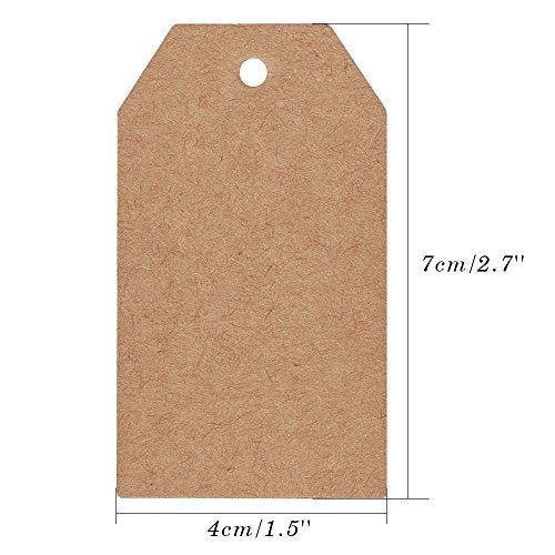 KINGLAKE 100 Pcs Christmas Gift Tags with String Kraft Paper Vintage Wedding Hang Tags 7x4cm with Natural Jute Twine - Image 3