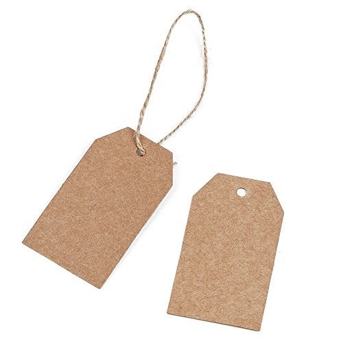 KINGLAKE 100 Pcs Christmas Gift Tags with String Kraft Paper Vintage Wedding Hang Tags 7x4cm with Natural Jute Twine - Image 2