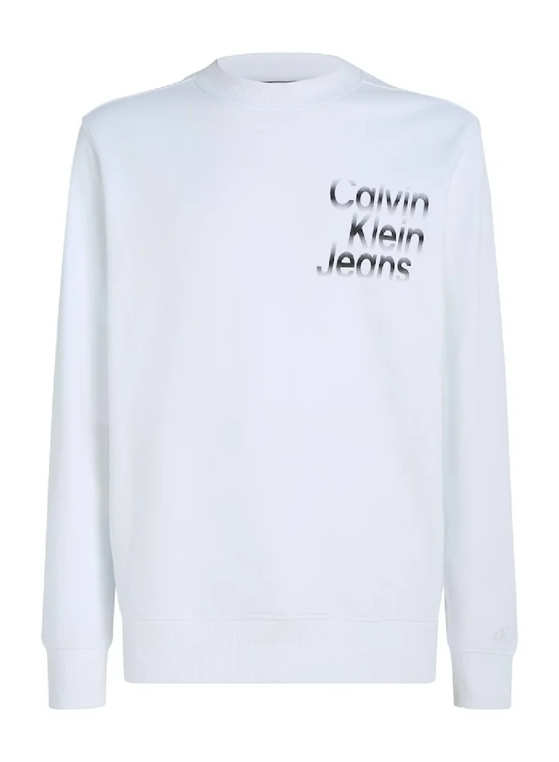 Calvin Klein Jeans Diffused Stacked Crewneck Pullover Sweatshirt