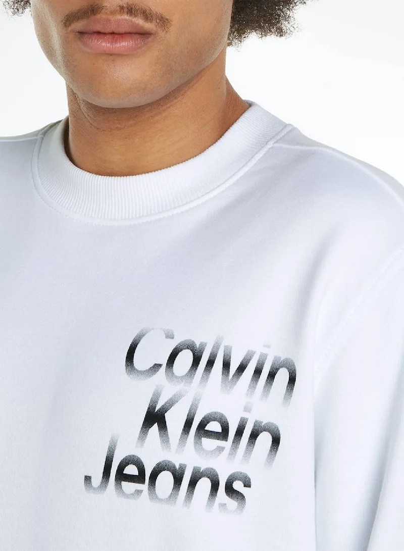 Calvin Klein Jeans Diffused Stacked Crewneck Pullover Sweatshirt