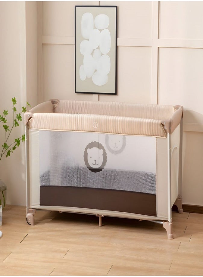 ليفي سرير أطفال محمول 2 في 1، حظيرة لعب قابلة للطي، سرير سفر مع ناموسية، مرتبة مريحة، حقيبة حمل، ساحة لعب خفيفة الوزن للمواليد الجدد والأطفال الصغار، 120 × 50 × 60 سم - Image 2