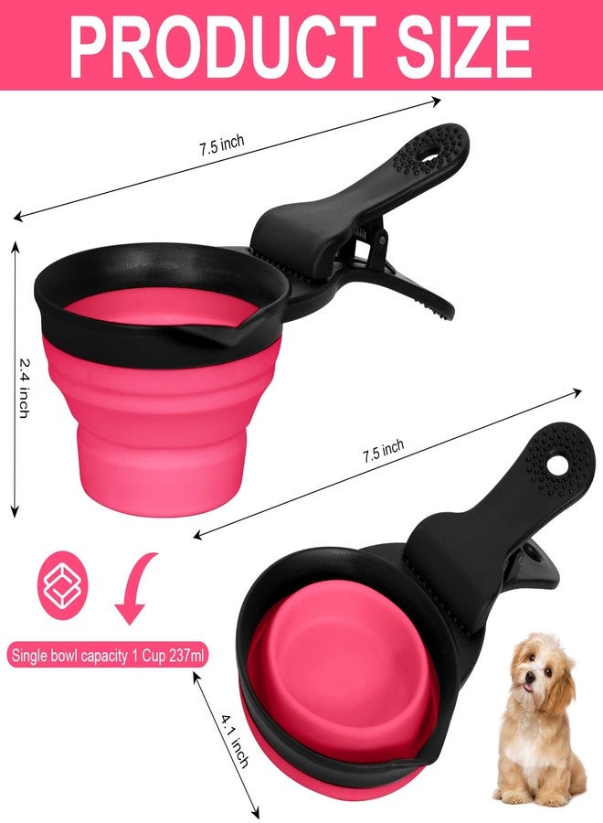 PNEUICALLY Collapsible Dog Food Scoop Foldable Pet Food Bag Clip 3 in 1 Multi-function Silicone Cat Food Measuring Cup Scoop Dog Food Scooper Pet Food Storage Clip (Rose Red, 1 Cup Capacity(1 Pack)) - Image 2