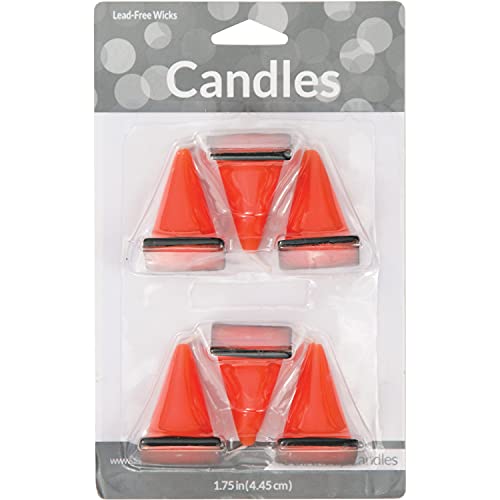 Creative Converting 6-Count Molded Candles, Cone-Shaped Under Construction - - Image 3