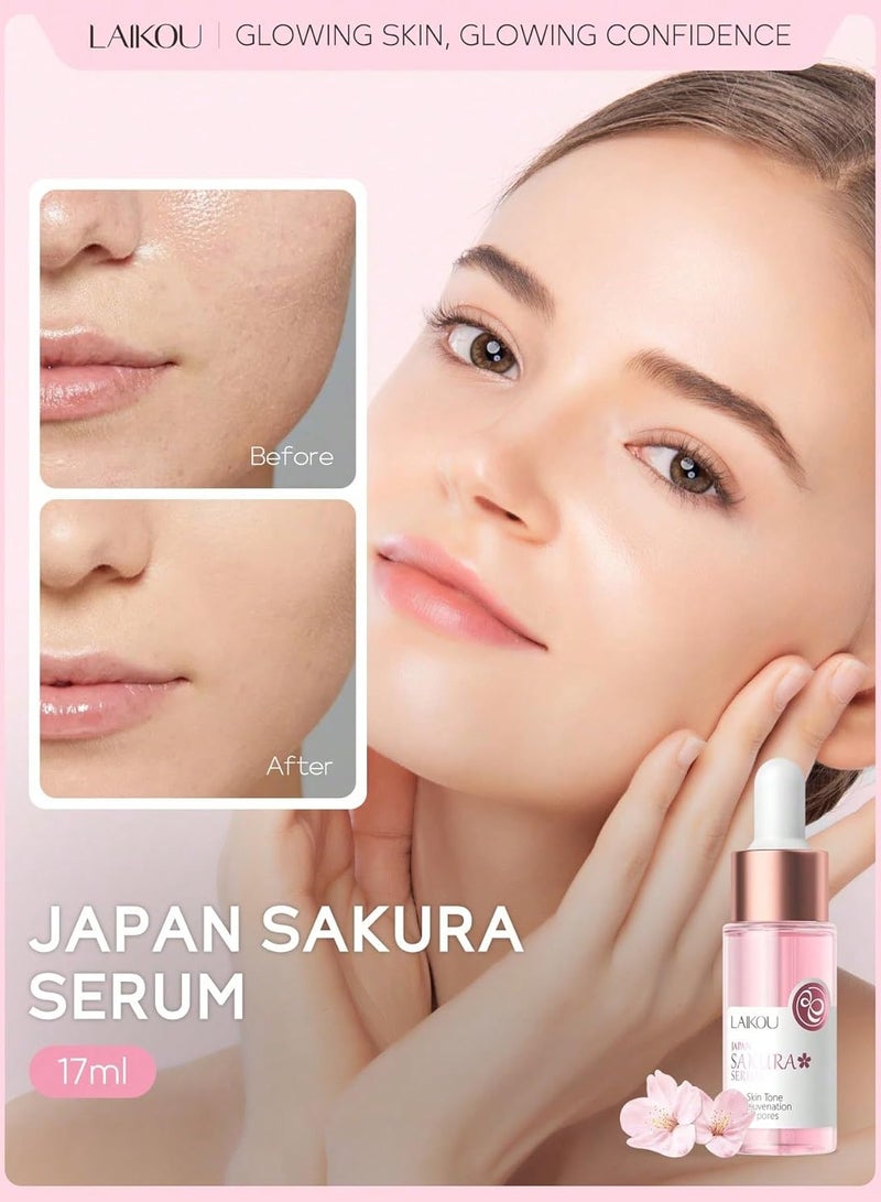 لايكو سيروم ساكورا الياباني للوجه لتجديد شباب البشرة ، علاج توحيد اللون وشد المسام ، مصل ترطيب مهدئ للبشرة ، 17 مل - Image 3