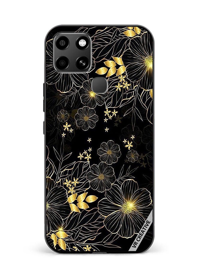 VR CREATIVE Protective Case Cover For Infinix Smart 6 Golden Flower Design Multicolour - Image 1