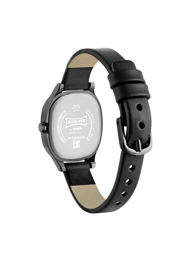 سوناتا ساعة سوناتا لينيا للنساء بمينا سوداء وحزام جلدي - NS8173NL01 - Image 2