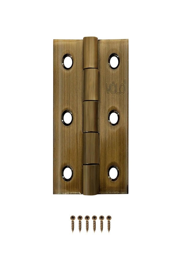 Volo Premium Concealed Door Butt Hinges 3 inch x 12 Gauge/2.5 mm Thickness, Slow Motion Butt Hinge (Stainless Steel)(Color: Antique Brass) - Image 1