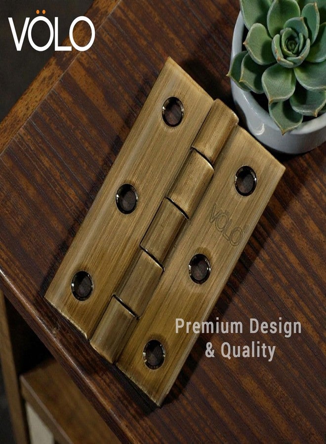 Volo Premium Concealed Door Butt Hinges 3 inch x 12 Gauge/2.5 mm Thickness, Slow Motion Butt Hinge (Stainless Steel)(Color: Antique Brass) - Image 4