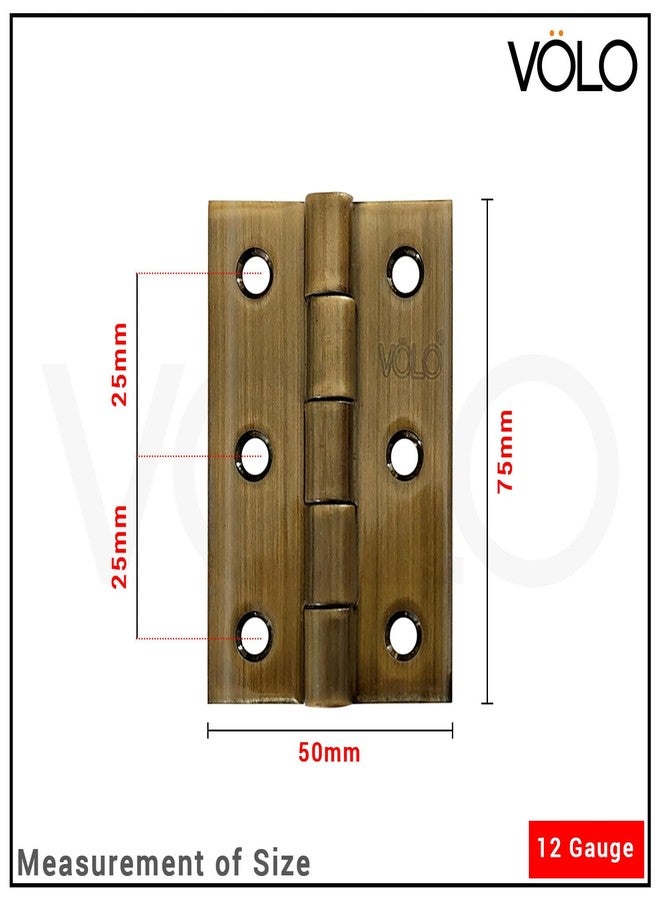 Volo Premium Concealed Door Butt Hinges 3 inch x 12 Gauge/2.5 mm Thickness, Slow Motion Butt Hinge (Stainless Steel)(Color: Antique Brass) - Image 2