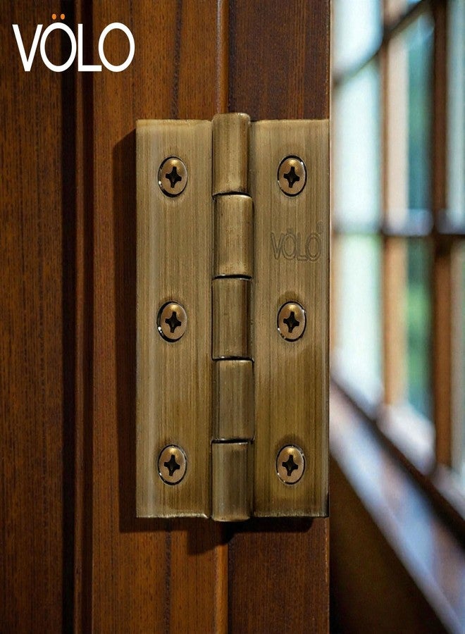 Volo Premium Concealed Door Butt Hinges 3 inch x 12 Gauge/2.5 mm Thickness, Slow Motion Butt Hinge (Stainless Steel)(Color: Antique Brass) - Image 3
