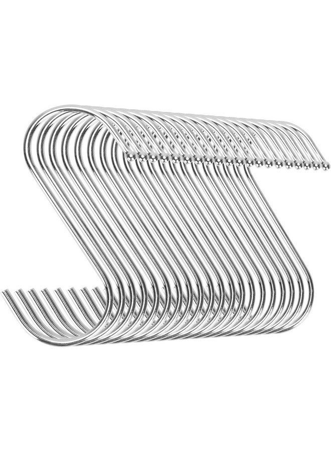 Emoly 20 Pack Heavy Duty S Hooks Stainless Steel S Shaped Hanging Hooks Hangers For Kitchen Bathroom Bedroom And Office Silver - Image 2