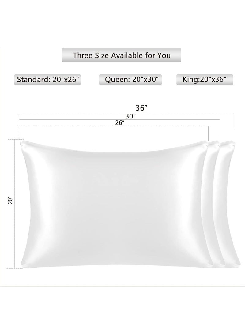 HXD Zoomlion 100% Mulberry Silk Pillowcase 50 × 75 cm – 21 Momme, 600 Thread Count Silk Pillow Cover with Hidden Zipper, Hypoallergenic, Soft & Breathable for Hair & Skin (Ivory White) - Image 2