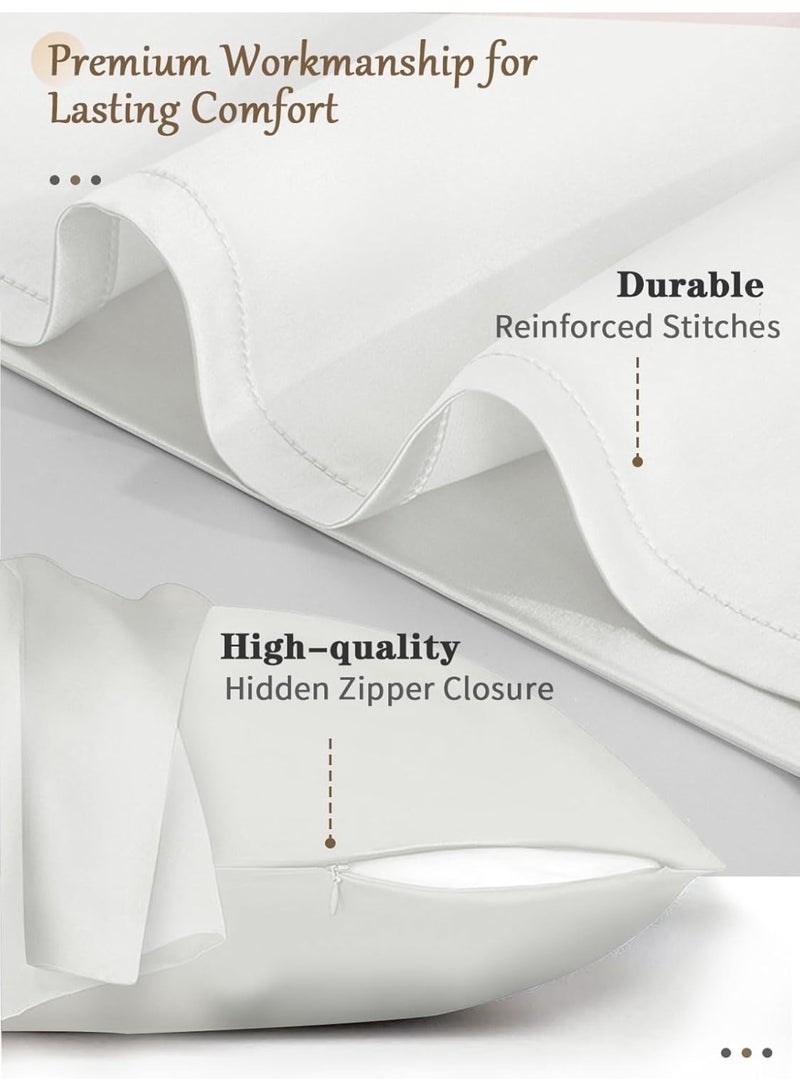 HXD Zoomlion 100% Mulberry Silk Pillowcase 50 × 75 cm – 21 Momme, 600 Thread Count Silk Pillow Cover with Hidden Zipper, Hypoallergenic, Soft & Breathable for Hair & Skin (Ivory White) - Image 3